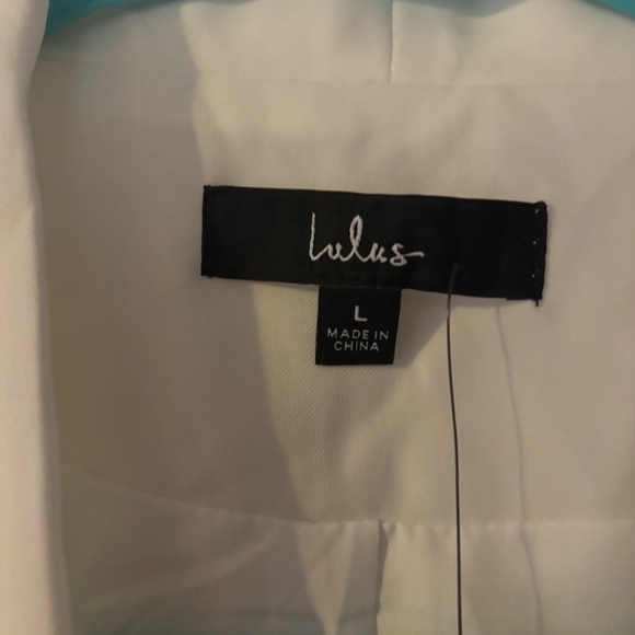 Lulus Luxe Elegance White Lace Sleeve Open-front Blazer - Size L - Picture 5 of 11